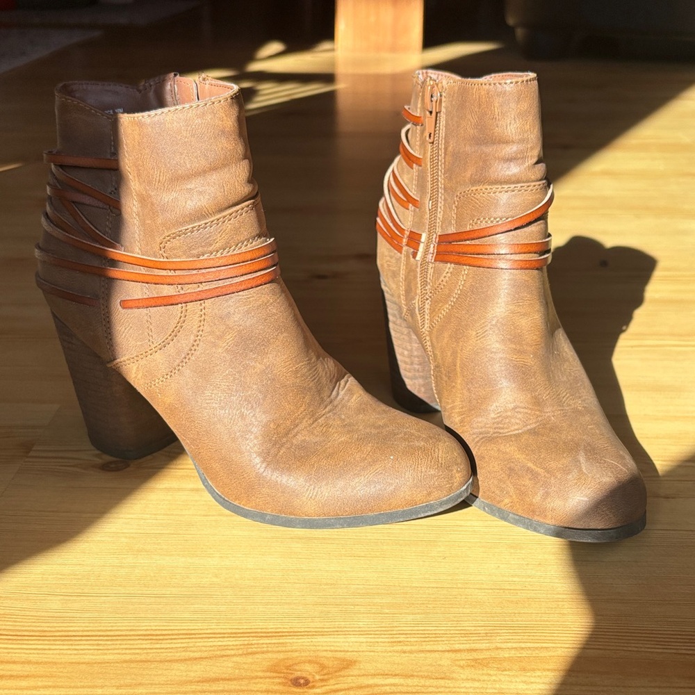 Madden Girl Denice Strappy Block Heel Ankle Booties